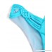 SweatyRocks Women's Sexy Bathing Suit Removable Strap Solid Color Off Shoulder Ruffle Lace up Bikini Swimsuit Blue B07CQJT4JG